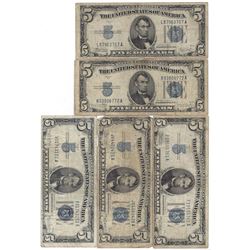 1953 $5 Bill Currency Lot of 5