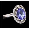 Image 2 : 14KT White Gold 3.06ct Tanzanite and Diamond Ring