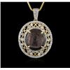 Image 1 : PLATED SILVER 53.04ct Ruby and White Sapphire Pendant With Chain