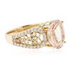 Image 2 : 14KT Yellow Gold 3.71ct Morganite and Diamond Ring