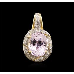 14KT Yellow Gold 6.16ct Kunzite and Diamond Pendant