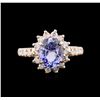 Image 1 : 2.08ct Tanzanite and Diamond Ring - 14KT Rose Gold