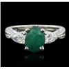 Image 1 : Platinum and 14KT Yellow Gold 1.14ctw Emerald and Diamond Ring