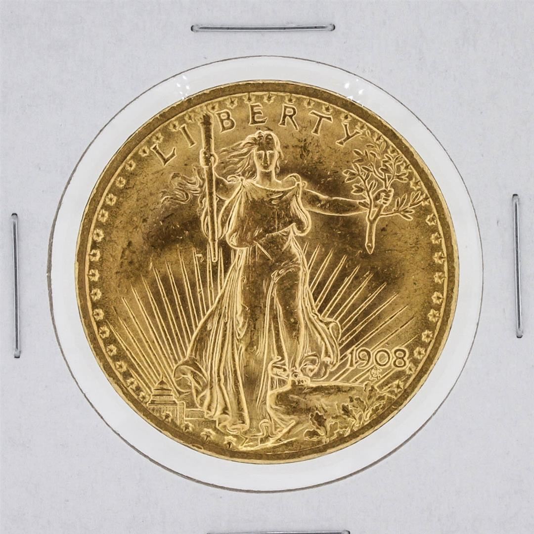 1908 $20 BU St. Gaudens With Motto Double Eagle Gold Coin