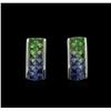 Image 1 : 2.40ctw Blue and Green Sapphire Earrings - 14KT White Gold