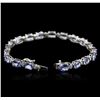 Image 3 : 14KT White Gold 14.00ctw Tanzanite and Diamond Bracelet