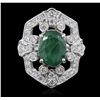Image 1 : 14KT White Gold 3.29ct Emerald and Diamond Ring