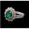 Image 2 : 14KT White Gold 0.95ct Emerald and Diamond Ring