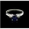 Image 1 : 14KT White Gold 0.95ct Sapphire and Diamond Ring