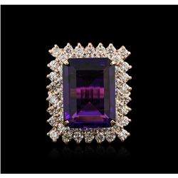14KT Rose Gold 10.76ct Amethyst and Diamond Ring