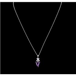 1.60ct Amethyst and Diamond Pendant With Chain - 18KT White Gold