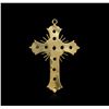 Image 2 : 18KT Yellow Gold 0.55ctw Emerald Cross Pendant