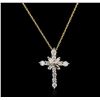 Image 2 : 10KT Yellow Gold 0.50ctw Diamond Cross Pendant With Chain