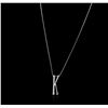 Image 2 : 14KT White Gold 0.21ctw Diamond Pendant With Chain