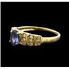 Image 2 : 14KT Yellow Gold 0.94ct Tanzanite and Diamond Ring