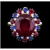 Image 1 : 14KT Yellow Gold 10.42ctw Ruby, Sapphire and Diamond Ring