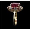 Image 3 : 14KT Yellow Gold 10.42ctw Ruby, Sapphire and Diamond Ring