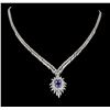 Image 1 : 14KT White Gold 2.57ct Tanzanite and Diamond Necklace