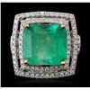 Image 1 : 14KT White Gold 11.78ct Emerald and Diamond Ring