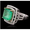 Image 2 : 14KT White Gold 11.78ct Emerald and Diamond Ring