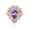 Image 1 : 14KT Rose Gold 1.79ct Tanzanite and Diamond Ring
