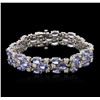 Image 1 : 14KT White Gold 31.20ctw Tanzanite and Diamond Bracelet