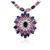 Image 2 : 18KT White Gold 42.63ctw Multi Color Sapphire and Diamond Necklace