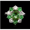 Image 1 : 14KT White Gold 3.85ct Andalusite, Tsavorite and Topaz Ring