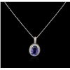 Image 2 : 14KT White Gold 3.29ct Tanzanite and Diamond Pendant With Chain