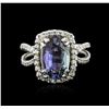 Image 1 : 14KT White Gold 3.11ct Tanzanite and Diamond Ring