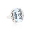 Image 2 : 14KT White Gold 22.00ct Aquamarine and Diamond Ring