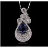 Image 1 : 18KT White Gold 4.63ct Tanzanite and Diamond Pendant With Chain