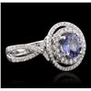 Image 2 : 18KT White Gold 1.53ct Tanzanite and Diamond Ring