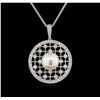 Image 2 : Pearl and Diamond Pendant With Chain - 14KT White Gold