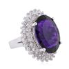 Image 2 : 14KT White Gold 11.65ct Amethyst and Diamond Ring