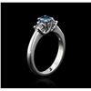 Image 3 : 14KT White Gold 0.71ctw Blue Diamond Ring