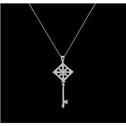 1.05ctw Diamond Key Pendant With Chain - 14KT White Gold