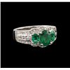 Image 2 : 14KT White Gold 1.06ctw Emerald and Diamond Ring