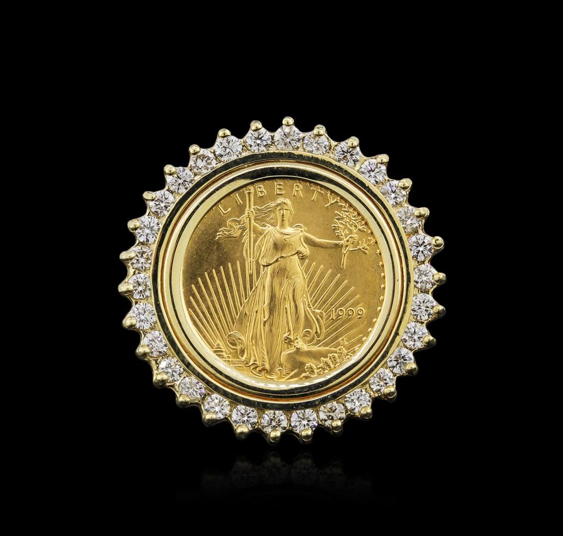 14KT Yellow Gold 0.37ctw Diamond Coin Ring
