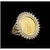 Image 2 : 14KT Yellow Gold 0.37ctw Diamond Coin Ring