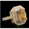 Image 2 : 14KT Yellow Gold 5.03ct Yellow Sapphire and Diamond Ring