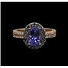 Image 1 : 2.56ct Tanzanite and Diamond Ring - 14KT Rose Gold