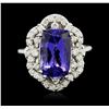 Image 1 : 14KT White Gold 4.71ct Tanzanite and Diamond Ring