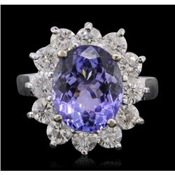 14KT White Gold 3.80ct Tanzanite and Diamond Ring
