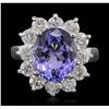 Image 1 : 14KT White Gold 3.80ct Tanzanite and Diamond Ring