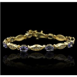 14KT Yellow Gold 5.36ctw Tanzanite and Diamond Bracelet