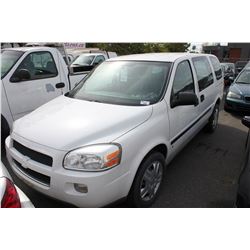 2008 CHEVROLET UPLANDER, 3 DOOR CARGO VAN, WHITE, VIN # 1GBDV13168D141421