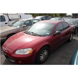 2002 CHRYSLER SEBRING LX, 4 DOOR SEDAN, RED, VIN # 1C3EL46R92N148877