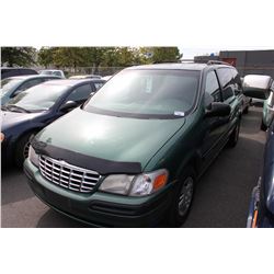 1999 CHEVROLET VENTURE, 5 DOOR VAN, GREEN, VIN # 1GNDX03E6XD136700