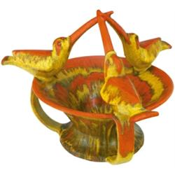 Tál, három kolibrifigurával, Gorka Géza, 1932-36.